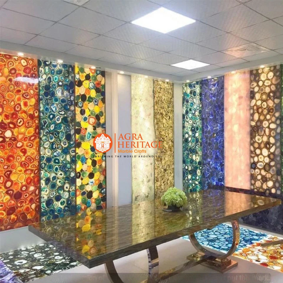 Rose Quartz Dining Table, Handmade Furniture, Luxury Quartz Hallway Table Decors - Image 4 of 4