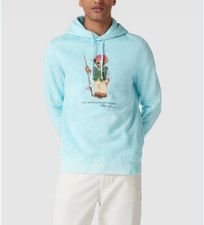 Polo Ralph Lauren Men's Blue Tie-Dye Fishing Polo Bear Fleece Pullover Hoodie
