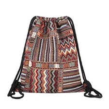 Van Caro Bohemian Drawstring Backpack Light Cinch Bag Gym Sack String Color 1