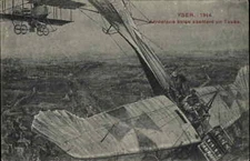 WWI Yser River Military Aviation Plane Being Shot Down Vintage Postcard