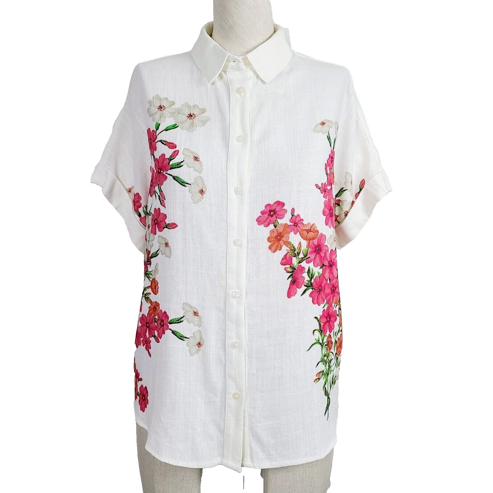 Linen Floral Blouses for Women