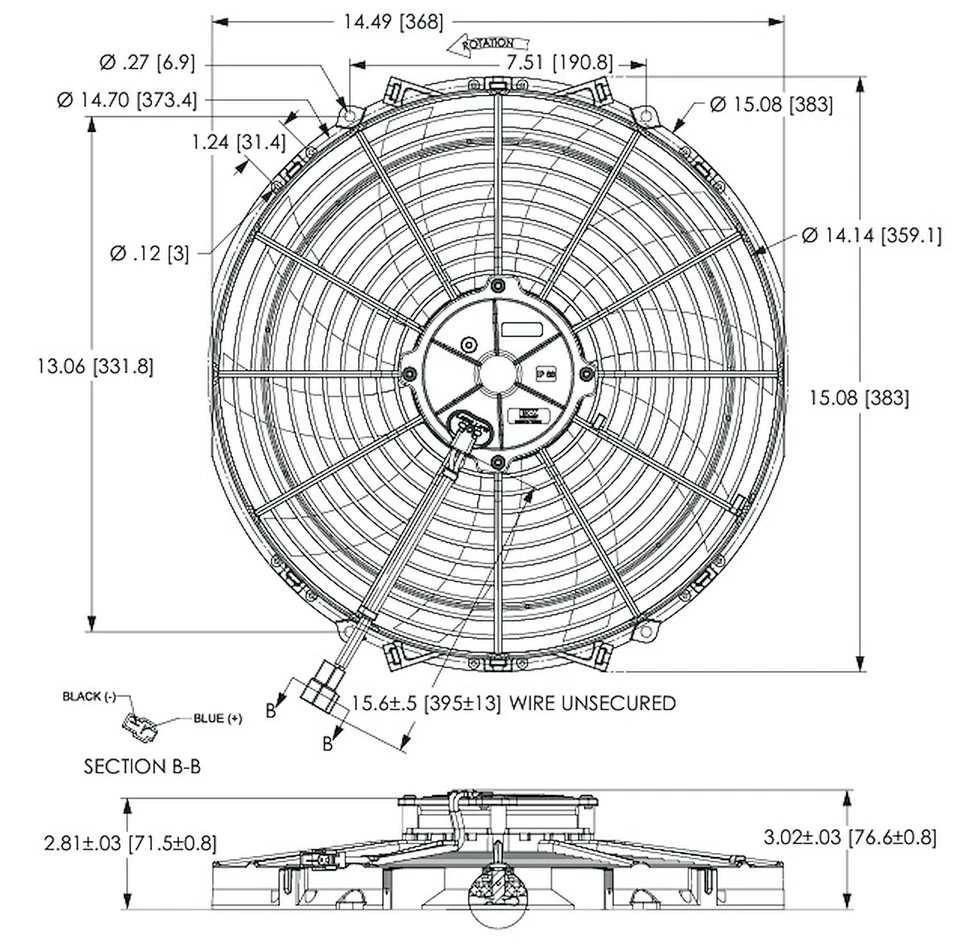 Ventilador de refrigeración eléctrico de bajo perfil Maradyne Fans M146K serie Champion 14 pulgadas Diam Foto 2 de 3