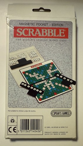 Scrabble Magnetic Pocket Edition Spear's Word Game 1988 - Picture 2 of 5