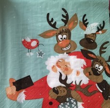 4 pezzi tovagliolo per decoupage artigianale babbo natale selfie