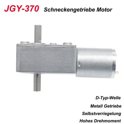 JGY-370 Schneckengetriebe Motor DC 6V 12V 24V Doppelwelle 6RPM-150RPM UmkehrbarD