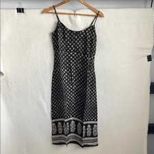 J. Crew Faded Black Natasha slip dress in block print Womens Size 0