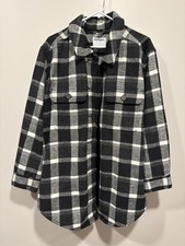 Old Navy Women's Black White Plaid Flannel Shacket Size L Fall Staple Collared