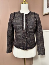 NWT Banana republic Women s Multicolor Tweed Fringe Hem Blazer Size 2 Petite