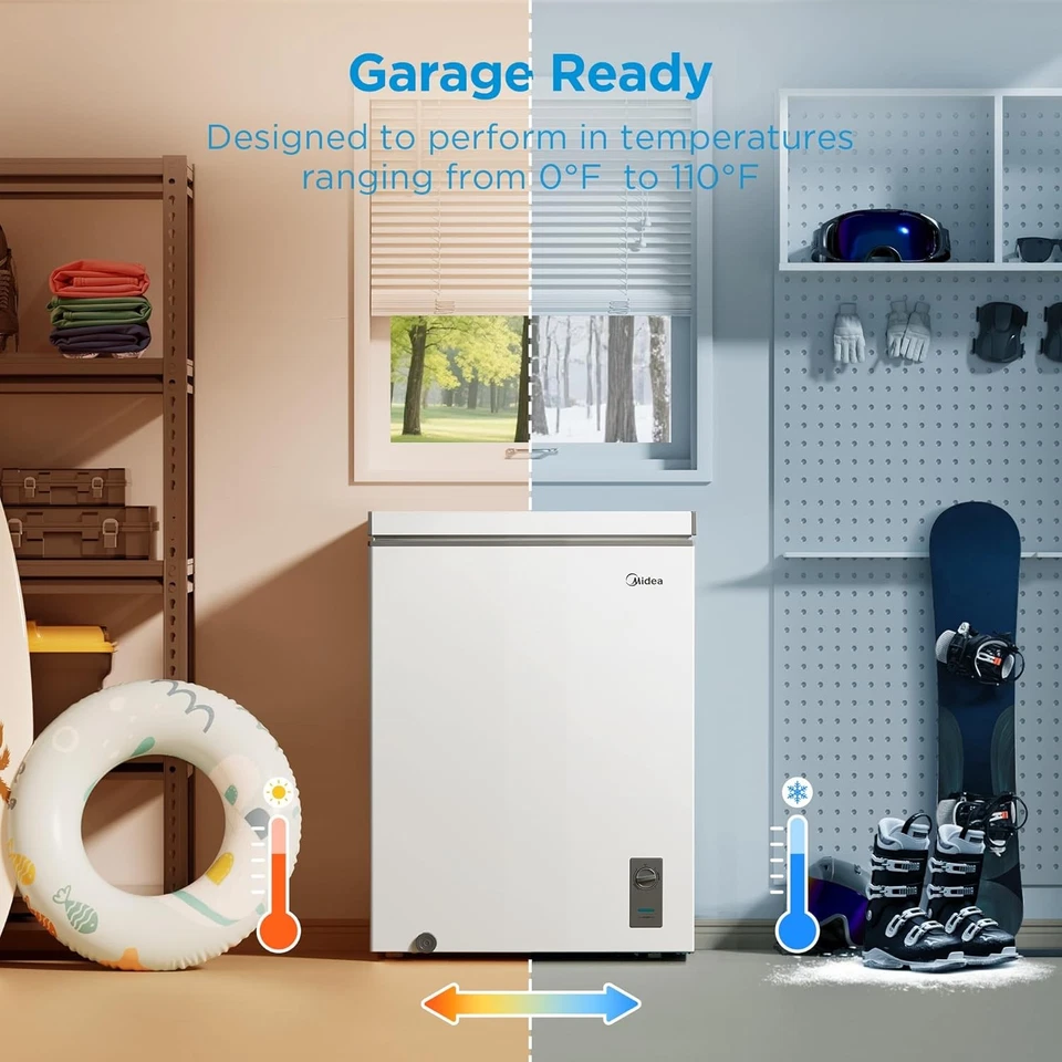 Congelador de pecho Midea MERC05C4BAWW 5,1 pies cúbicos convertible, blanco Foto 4 de 4