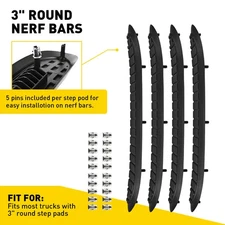 Replacement WSP001KIT Step Pad for 3" Round Nerf Bars - Set of 4pcs Black EPY