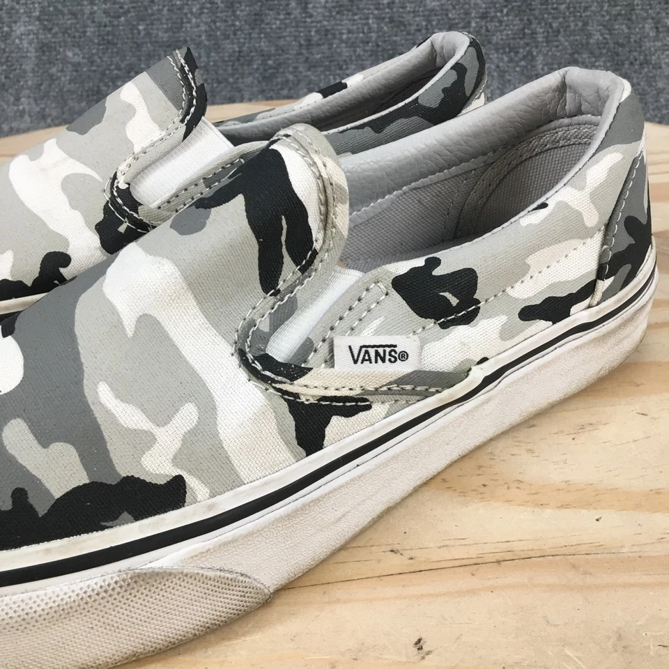 Vans Zapatos Mujer 7 Gris Camuflado Fuera de la Pared Tenis Sin Cordones Lona Bajo 721356 Foto 3 de 4