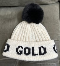 NWT Goldbergh Hat Beanie Marmottes Hodd Wool Gold Standard Rush Pompom Knit Ski