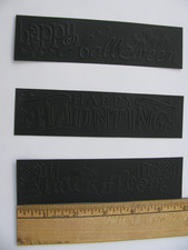 Lot of 3 HALLOWEEN Die Cut Embossed Cardstock Strips 5.75" X 1.5" HANDMADE NEW
