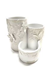 NEW ART HOUSE RESIN WHITE 3D BUTTERFLY PEN CUP HOLDER,TOOTHBRUSH,PENCIL HOLDER