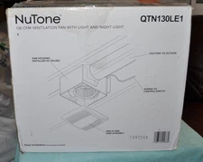 NuTone QTN130LE1 Quiet 130 CFM Ceiling Bathroom Exhaust Fan with Light Open Box