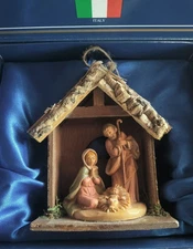 2002 Fontanini Italian Nativity Holy Family In Manger Ornament In Original Box