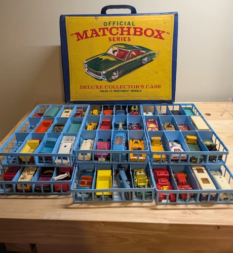 Lesney Matchbox 1968 Vintage Car Collection w/ Deluxe Case - Lot of 70 Cars