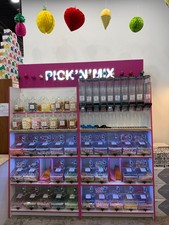 Pick n Mix Stand - 20 gravity dispensers & 28 scoop bins with custom made LED