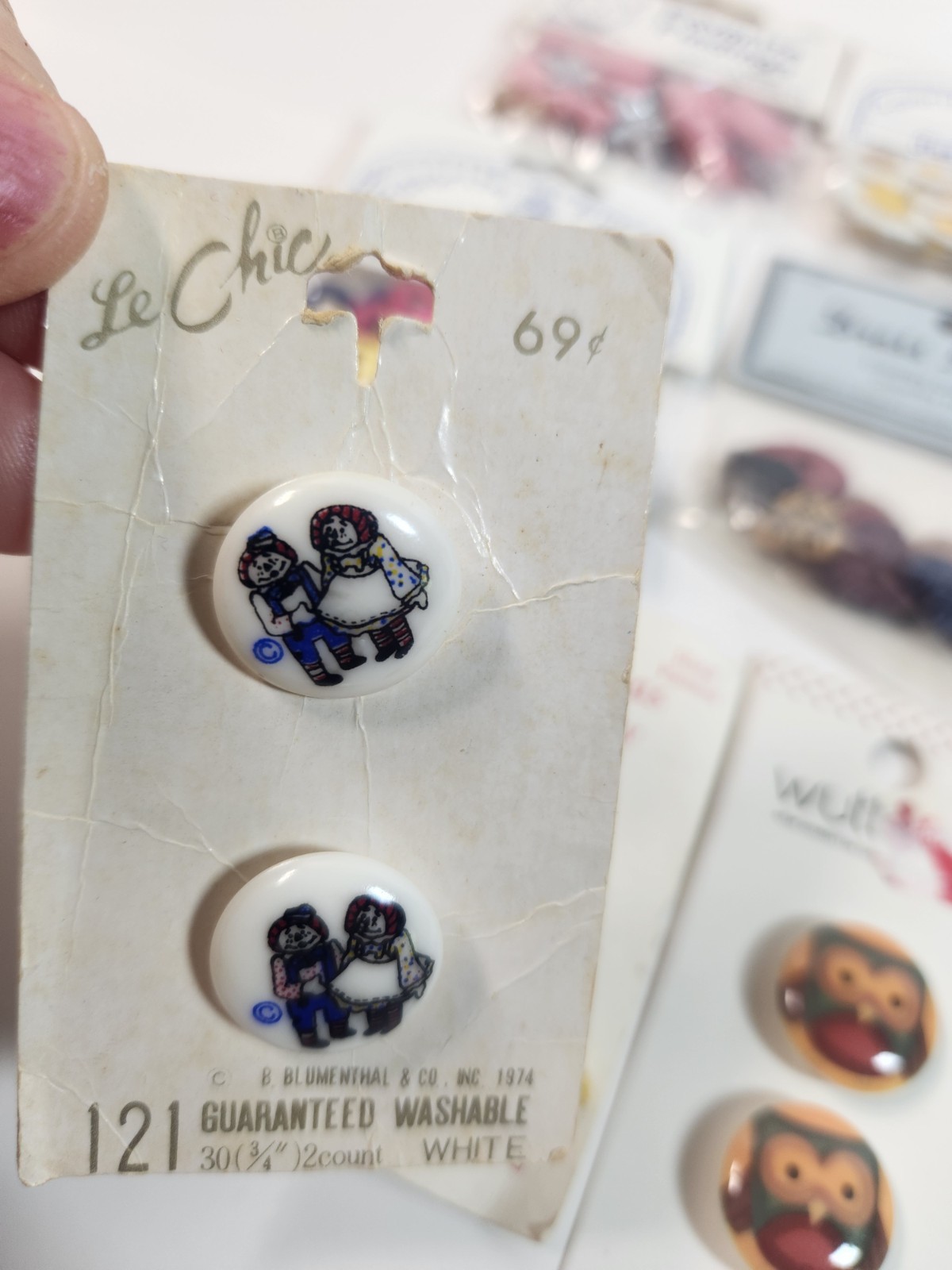 Vintage Buttons Lot Tiny Bugs Princess Floral Raggedy Ann Andy Owls Country_AF