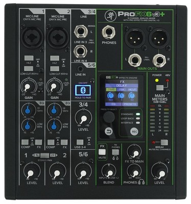 Mackie ProFX6v3+ 6-Channel Analog Mixer w/Enhanced FX/USB Recording/Bluetooth