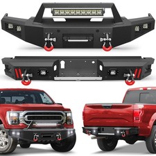 For 2021-2024 Ford F-150 Off-road Steel Front Rear Bumper Wled Lights D-rings