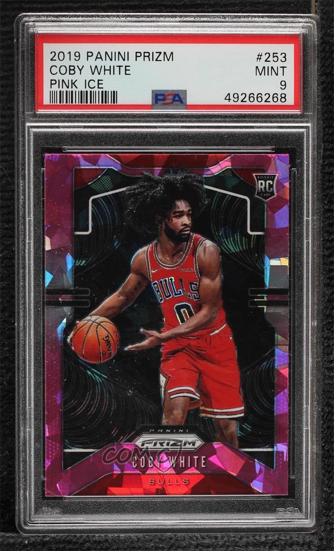 2019-20 Panini Prizm Rookie Pink Ice Prizm Coby White #253 PSA 9 MINT 02ez