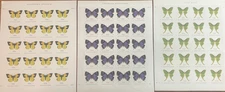 5 SHEETS PURPLE, YELLOW OR GREEN  - NON-MACHINABLE STAMPS  - 100 TOTAL