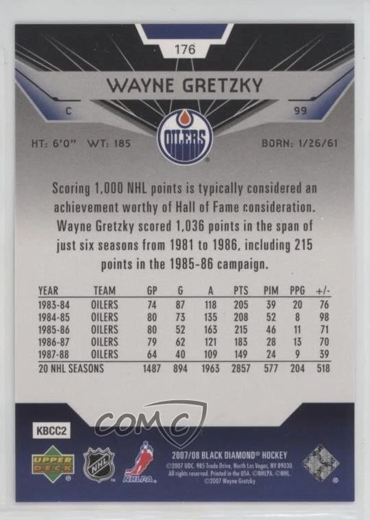 2007-08 Upper Deck Black Diamond Wayne Gretzky #176 HOF - Image 2 of 2