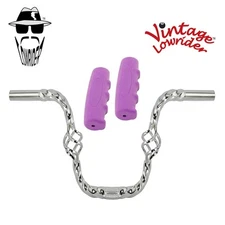Lowrider Cage Twisted 9" 25.4 Handlebar Chrome 0214 120 Grips Solid/Purple