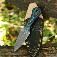 6'' Handmade Damascus Steel Hunting Sharp Exclusive Dagger Knife with Sheath