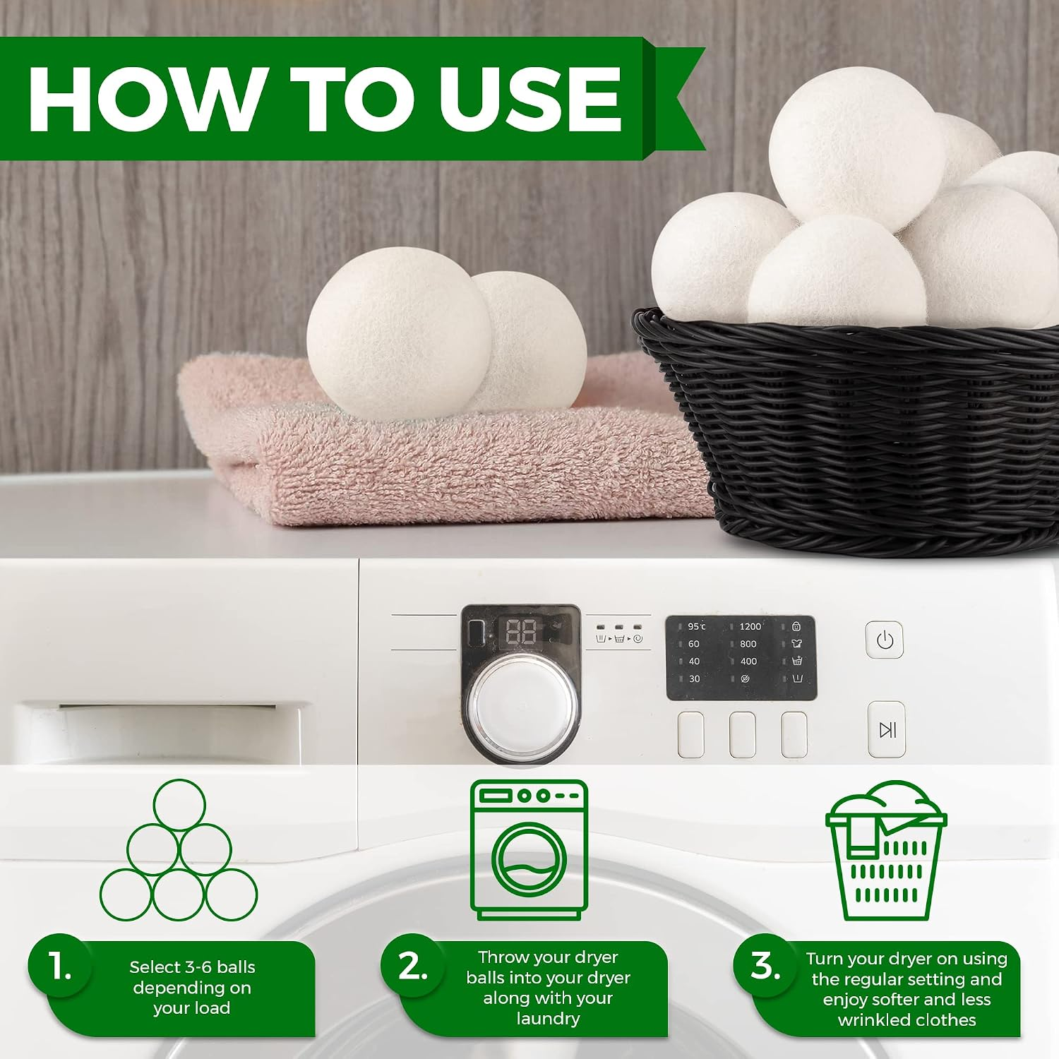 Eco-Friendly New Zealand Wool Tumble Dryer Balls - Pack of 4 ...