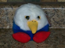 Vtg Puffkins Patriot 4th of July Eagle Plush Red White Blue Cute Soft Fuzzy NWT