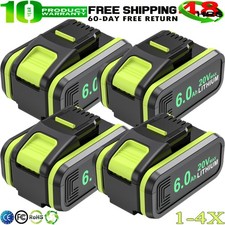 4/1PACK 6.0/8.0Ah For Worx 20V Li-Ion Battery WA3551 WA3551.1 WA3553 WA3553.1