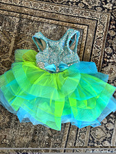 Girls Sleeveless Sequin Tutu Dance Dress Size S Polyester Multi-Color