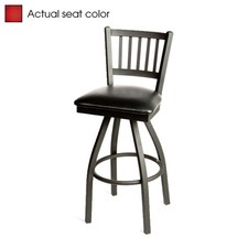 Oak Street Mfg SL2090SRED Verticalback Swivel Barstool w/Red Vinyl