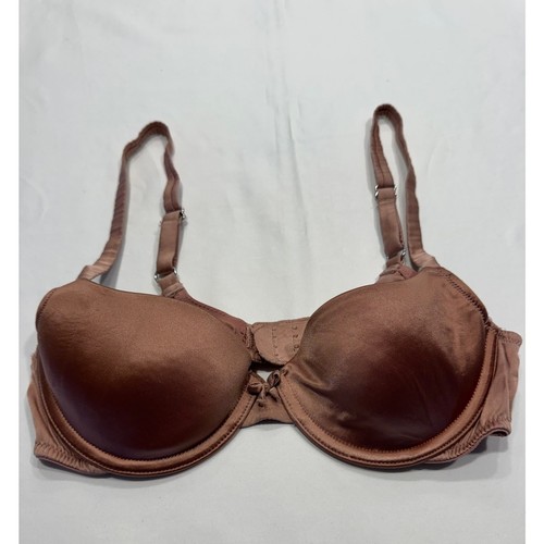 Fleur du Mal Satin Demi Bra Underwire Adjustable Straps 32B Rose Gold good cont