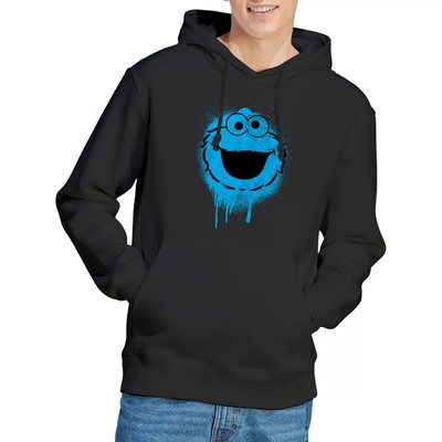 Sesamstraße Krümelmonster Graffiti Spray Face Hoodie S-2XL, schwarz