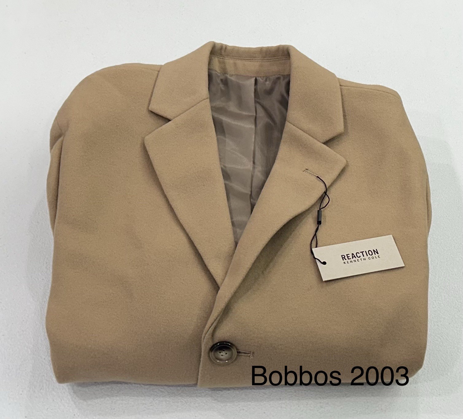 Kenneth Cole Reaction Men's Classic Overcoat Jacket, Tan Size 42 Short