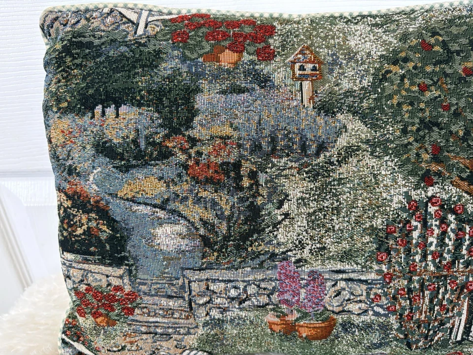 Vintage French Country Cottagecore Monet Tapestry Throw Lumbar Pillow 17”x13” - Image 2 of 4