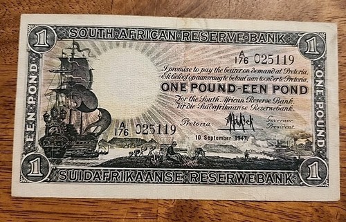South Africa PK #84f 1947 1 Pound Circulated Banknote