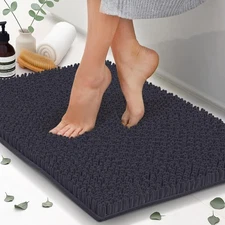 ITSOFT 25x18 Plush Chenille Bathroom Rug Non-Slip Absorbent Machine Washable Bat