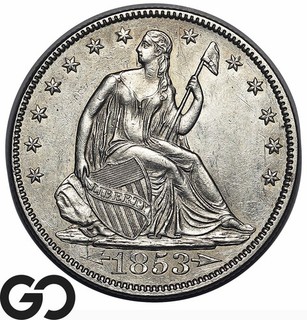 1853 Seated Liberty Half Dollar Arrows & Rays Stunner Gem BU Great Strike!