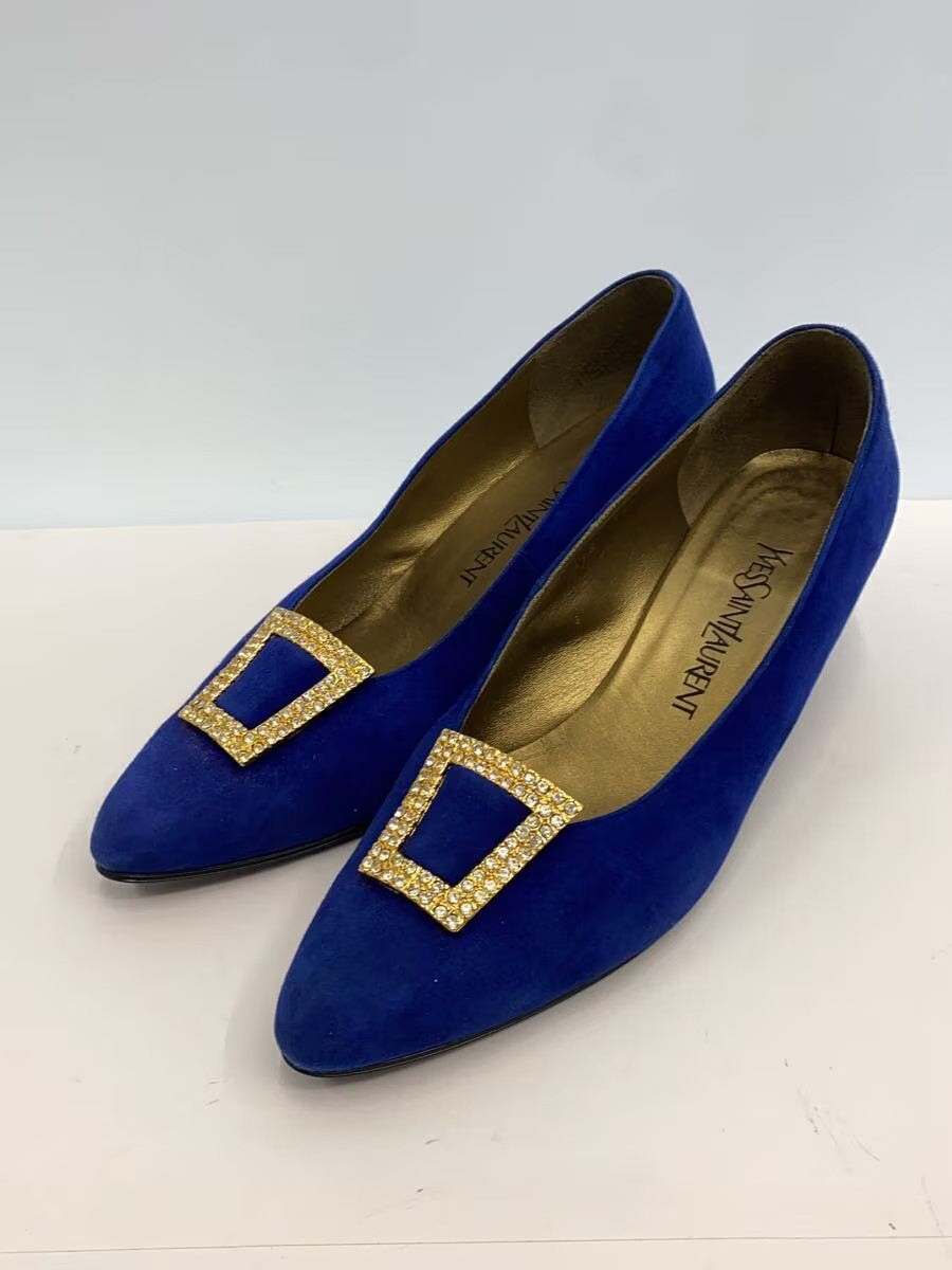 Yves Saint Laurent Pumps 37.5 Blu Suede Jlt31 thumbnail 2