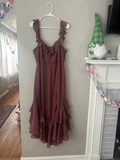 Birdy Grey Ginny Chiffon Dress XXL Rosewood High Low Ruffle Bridesmaid