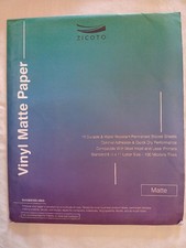 New Zicoto Printable Vinyl Matte Sticker Paper, 8.5" x 11", White, 45 Sheets