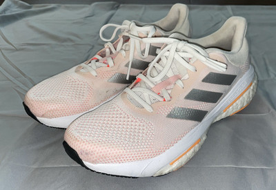 Adidas Women's Solar Glide 9.5 Shoes, Core White/Silver Met./Light Flash Orange