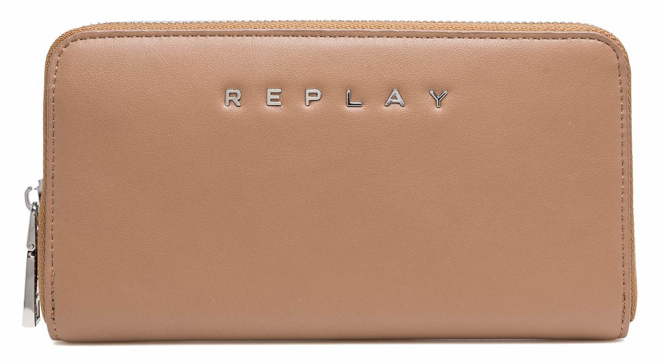 REPLAY Zip Around Wallet Dirty Pale Beige