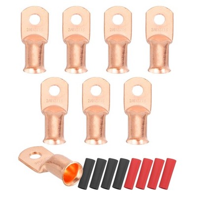 8pcs Bat Terminals 5/16'' 2/0AWG with Gold Thermo Tube for Car