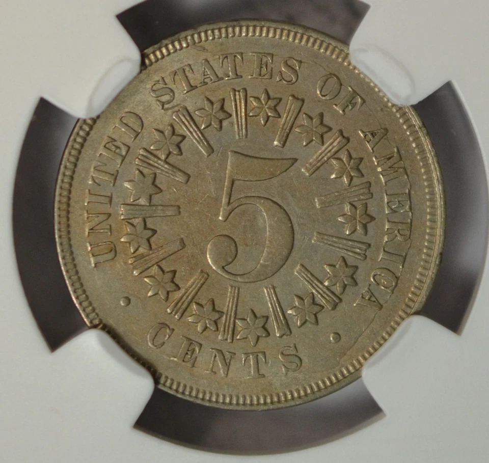 1866 Shield nickel, Rays, NGC AU50 - Image 3 of 3