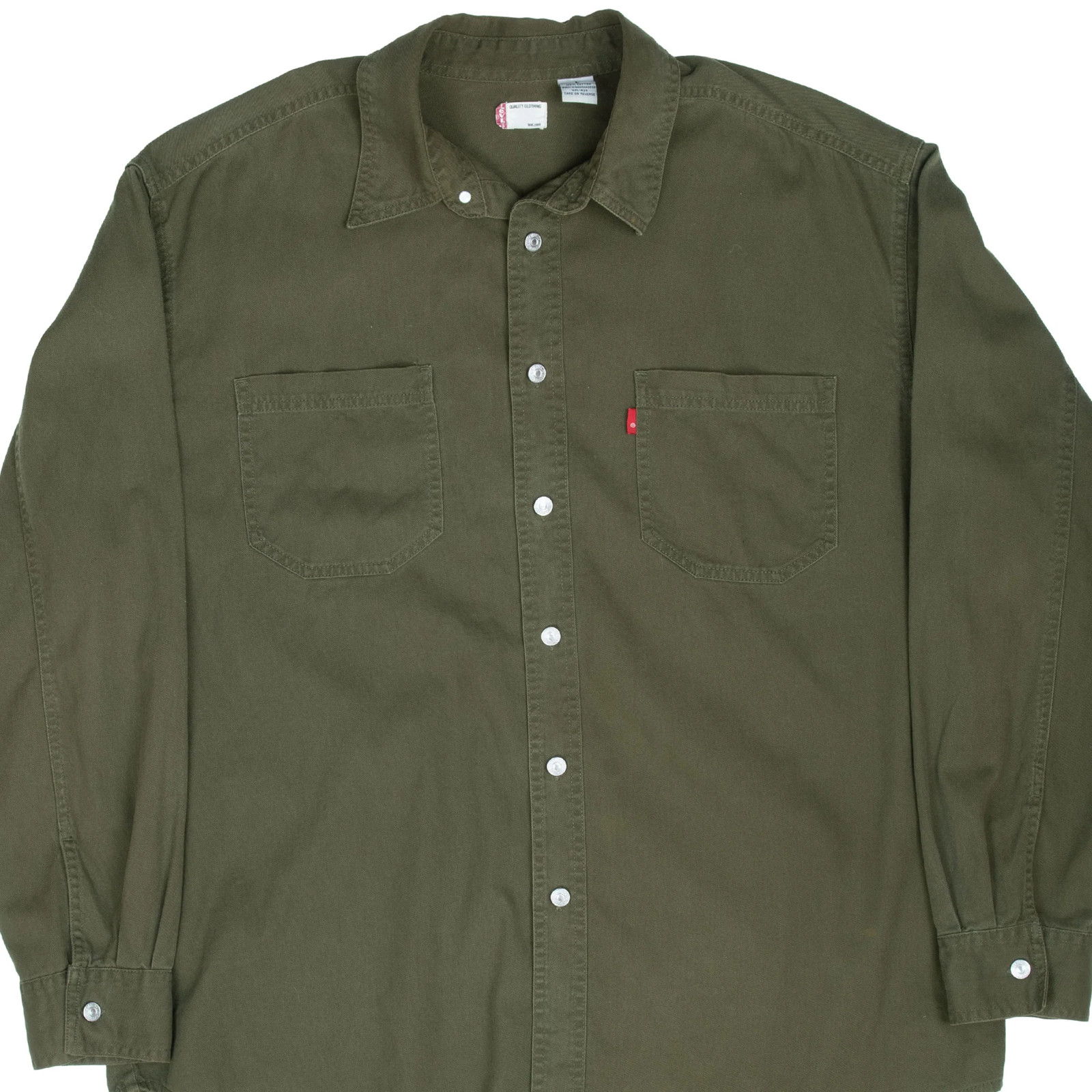 VINTAGE LEVIS POCKET OLIVE GREEN DENIM SHIRT 2000S LARGE